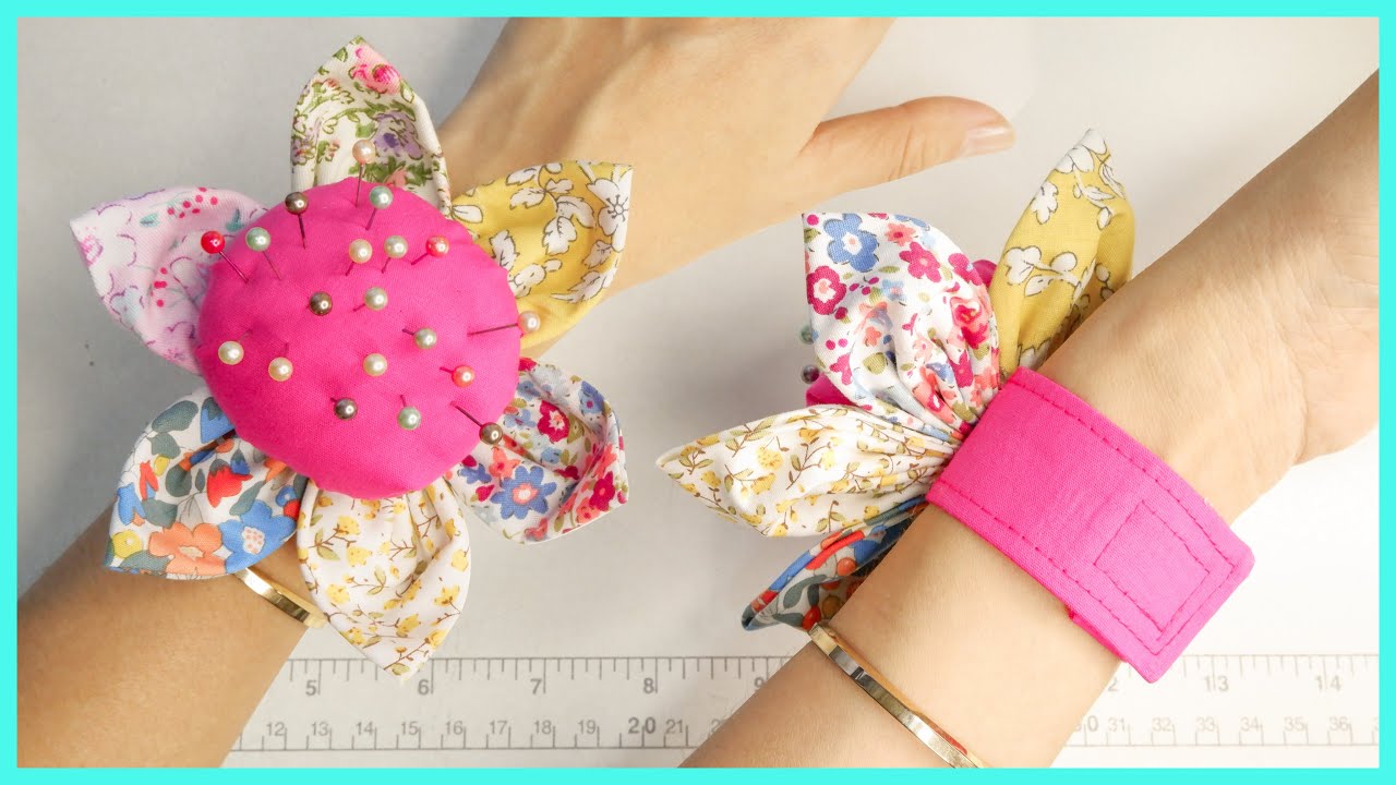 DIY Wrist Pin Cushion | How To Make Pin Cushion Bracelet | Scrap Fabric Sewing Projects [P15]