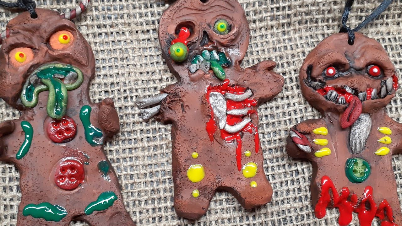 GINGERDEAD MEN! DIY creepy ornaments from polymer clay!| Cobwebs and Candlesticks #krampus