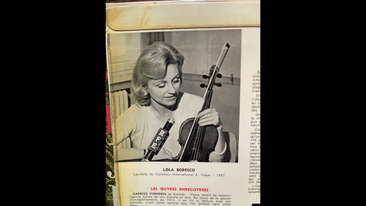 Lola Bobesco Eugene Ysaye Sonata For Solo Violin #3 1963 Bruxelles