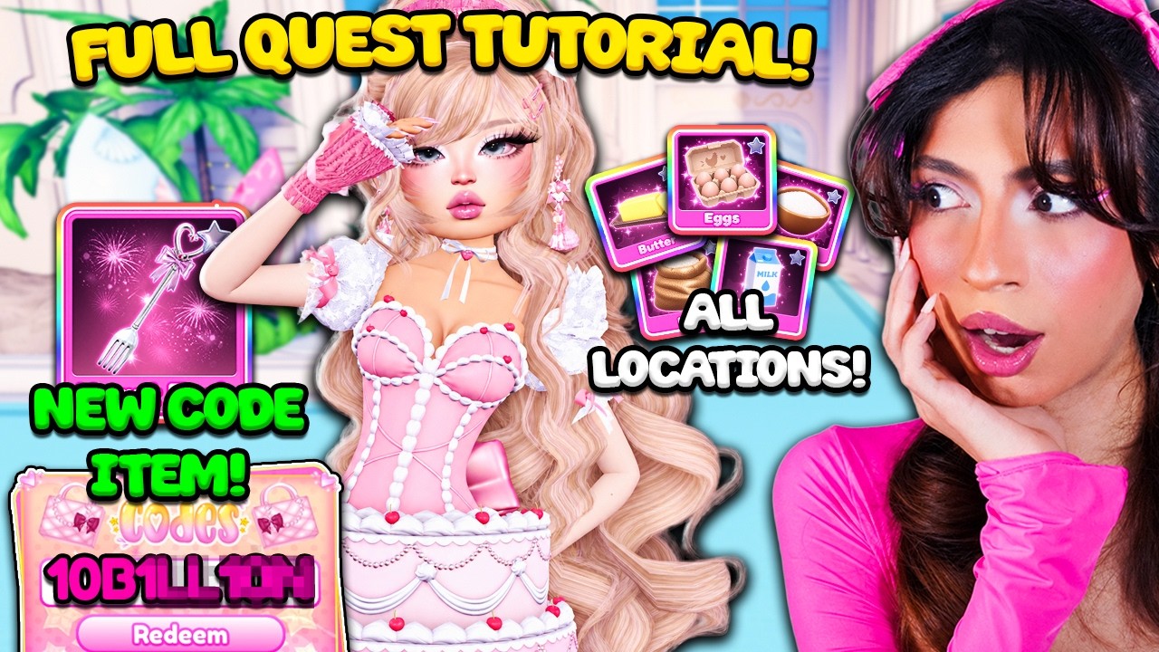 CAKE QUEST *TUTORIAL* in Dress to Impress! (FULL QUEST GUIDE, ALL INGREDIENT LOCATIONS + NEW CODES!)