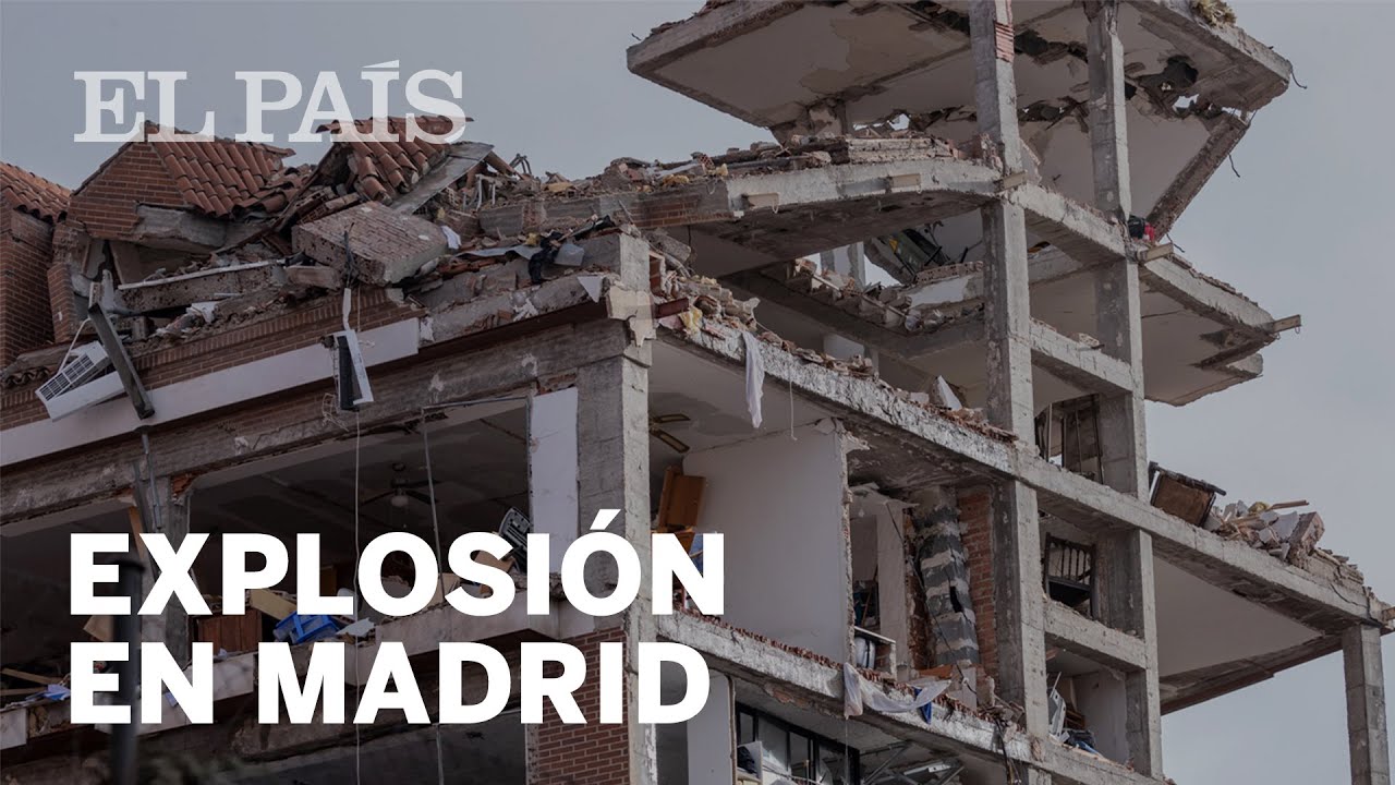 El momento tras la explosión de un edificio en Madrid