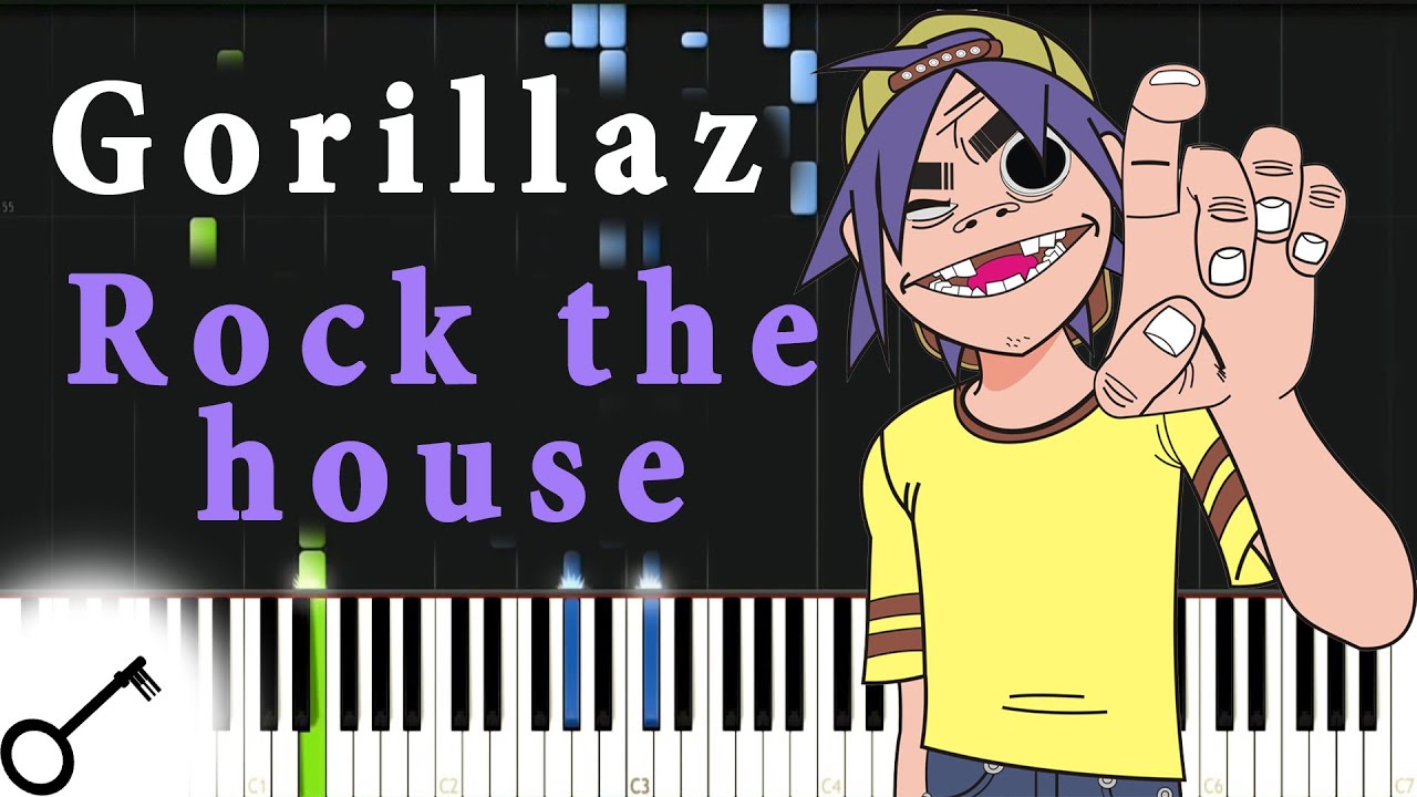 Gorillaz - Rock the house [Piano Tutorial] Synthesia | passkeypiano