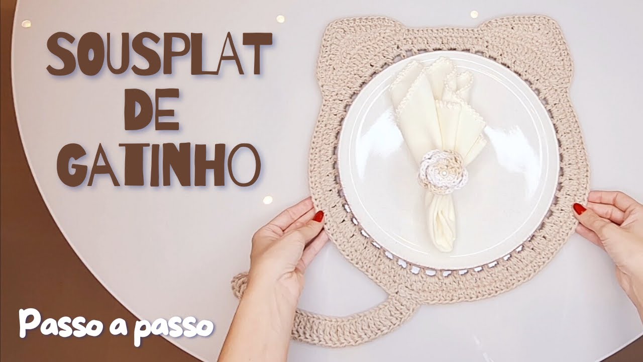 Sousplat de Gatinho em Crochê |  Tutorial Passo a Passo Super Fofo