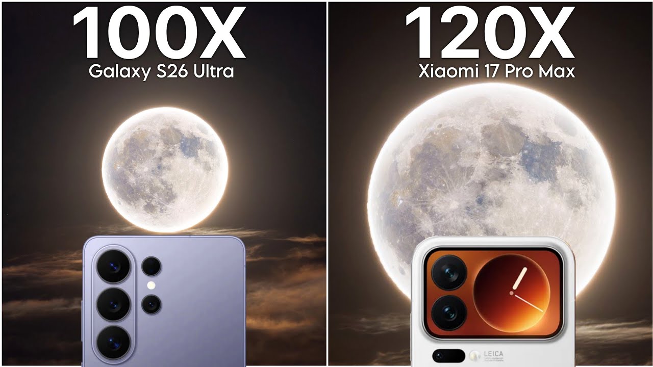Сравнение камер Samsung Galaxy S26 Ultra и Xiaomi 17 Pro Max с функцией Live Zoom.