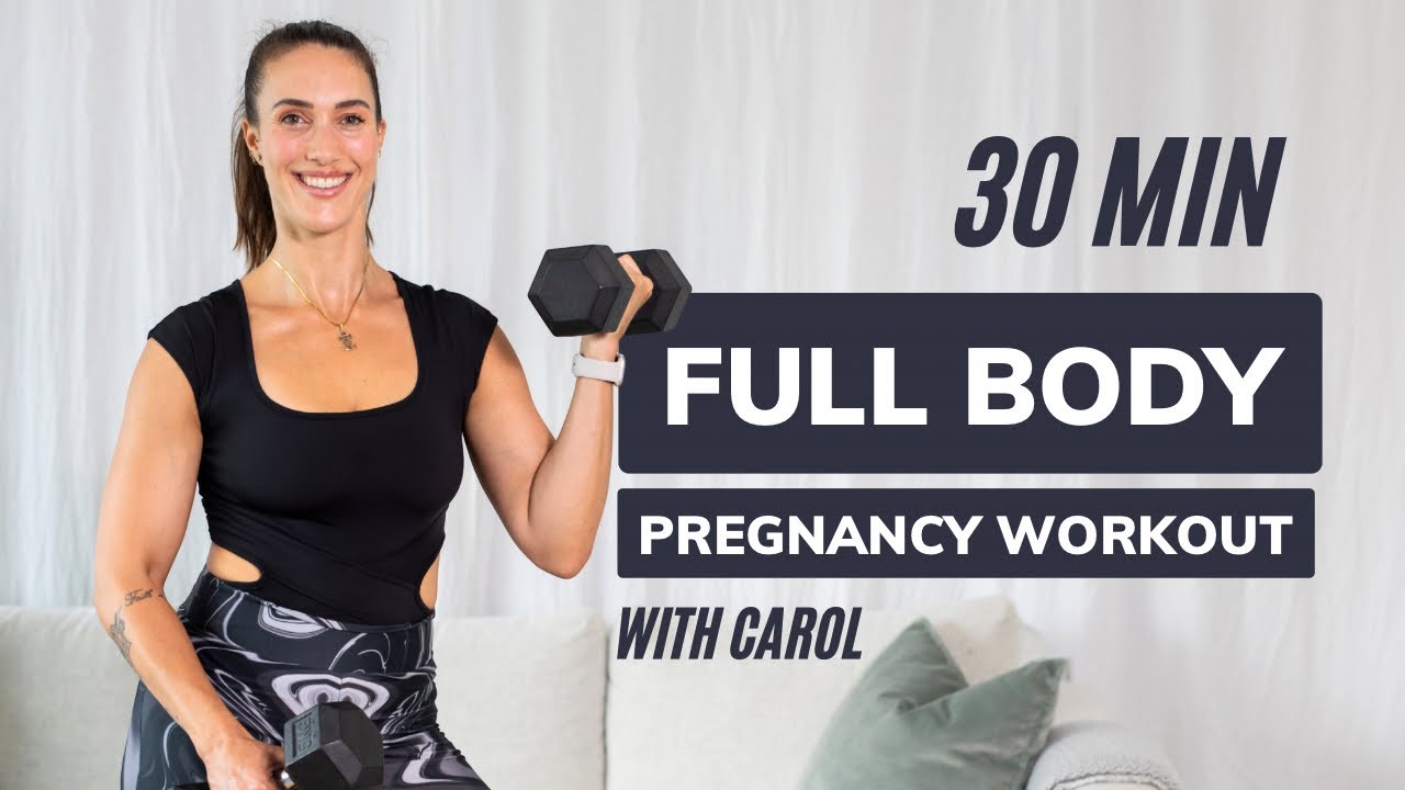 30 MIN FULL BODY PREGNANCY WORKOUT (Warm Up + Strength + Cardio + Stretch)