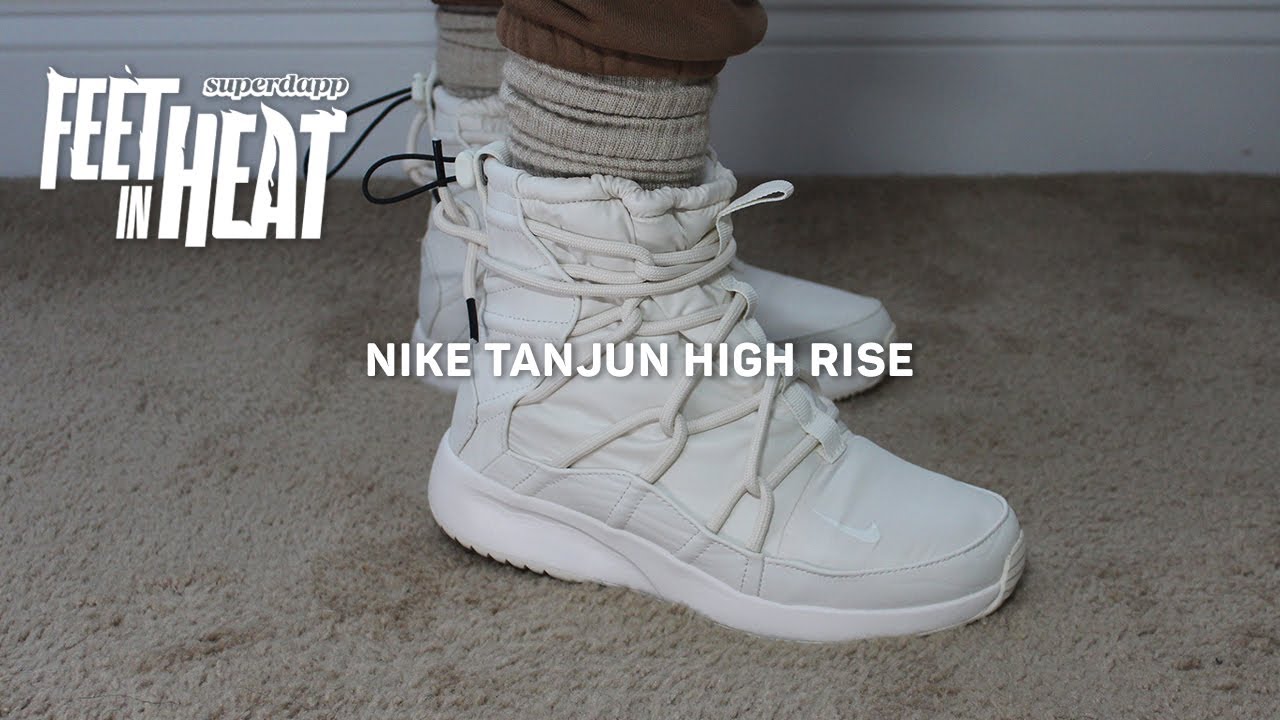NIKE Tanjun High Rise Sneaker Boot (Phantom) - Unboxing, Review, On Feet Look - FEET IN HEAT