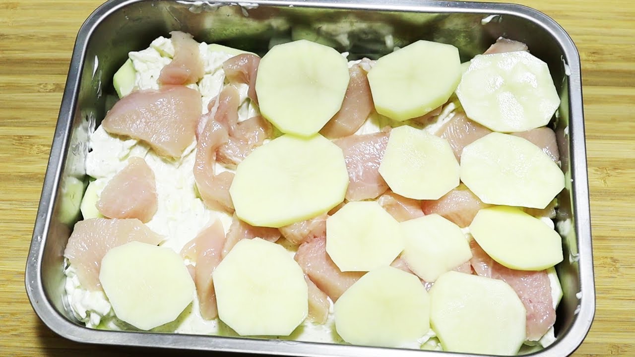 Слоеный картофель с курицей, Рецепт ужина # 20