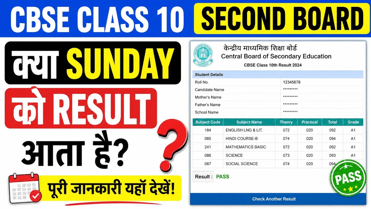 Does the result come out on a Sunday? CBSE Class 10 Second Board