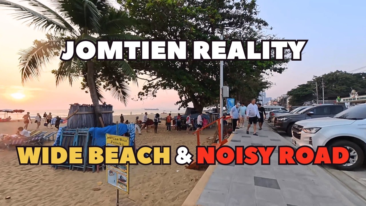Jomtien Beach 🇹🇭: Promenade POV Walk | Wide Beach & Heavy Traffic