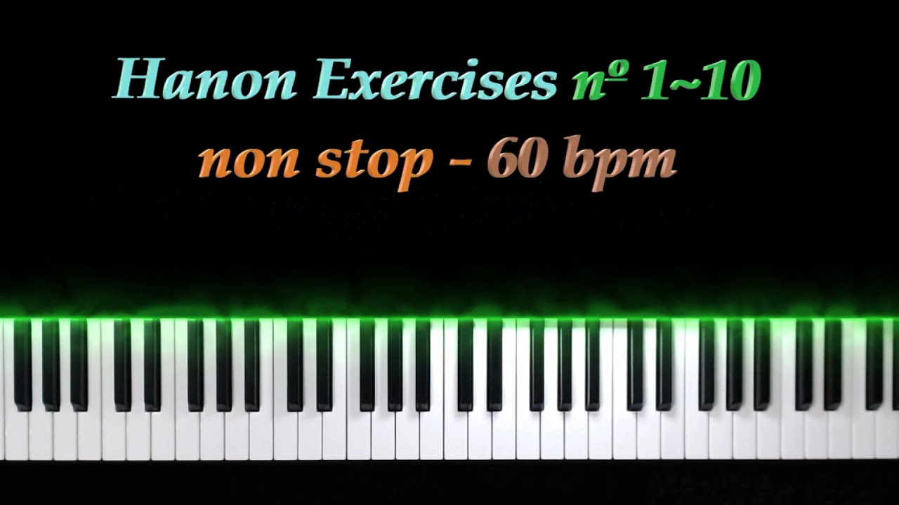 Non Stop - Hanon Exercises nº1~10 - Tutorial 60 bpm - let's play piano together