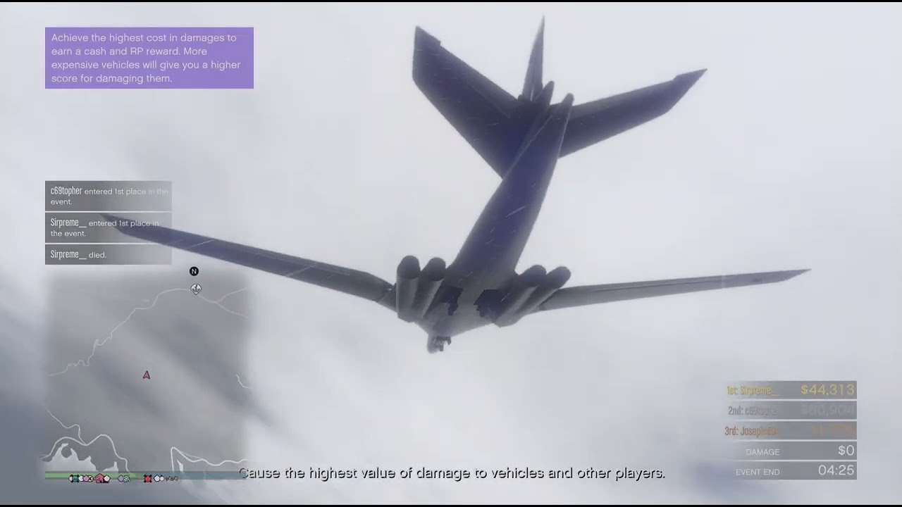Landing In Rain Gta 5's Biggest Online Aircraft On Top Of Mt. Chiliad!