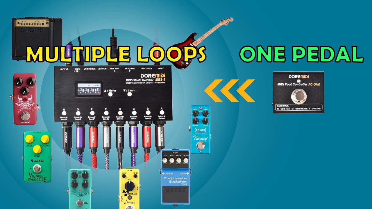 【DOREMiDi】ONE Pedal Control Multiple Effects Combinations(MES-8+FC-ONE)