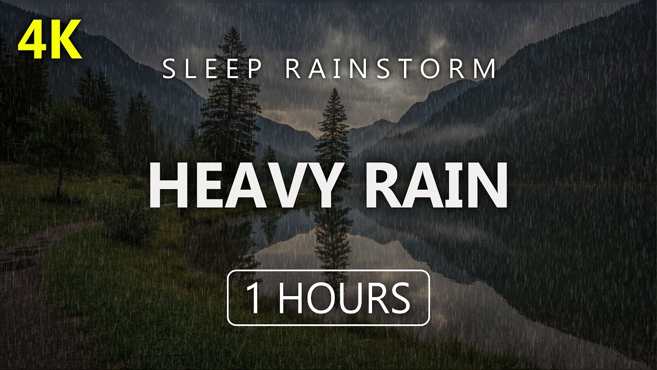 Fall Asleep Quickly with Heavy Rain by the Mountain Lake | Try Listening for 3 Minutes