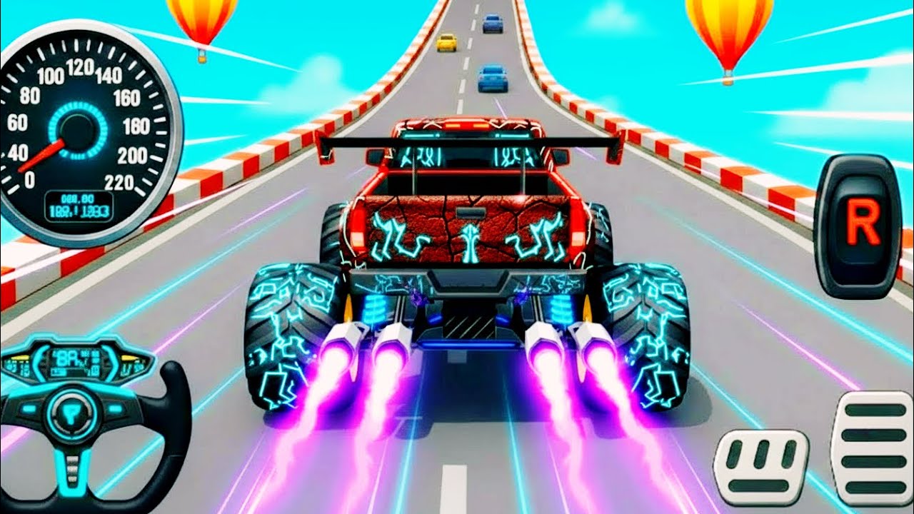 Mega Ramp Monster Car Racing 3D - Extreme Car Stunts -Android Gamepla #MegaRamp #3DGames #CarRacing