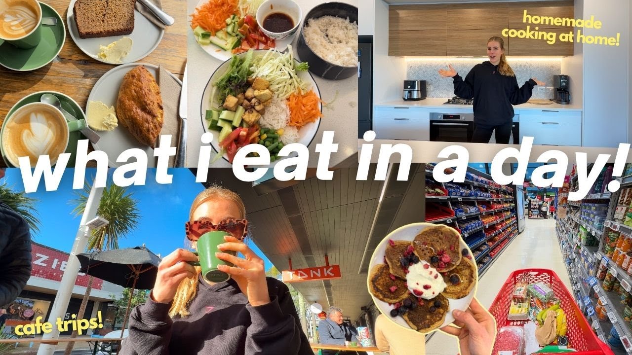 WHAT I EAT IN A DAY- cafe trips + back cooking at home!!