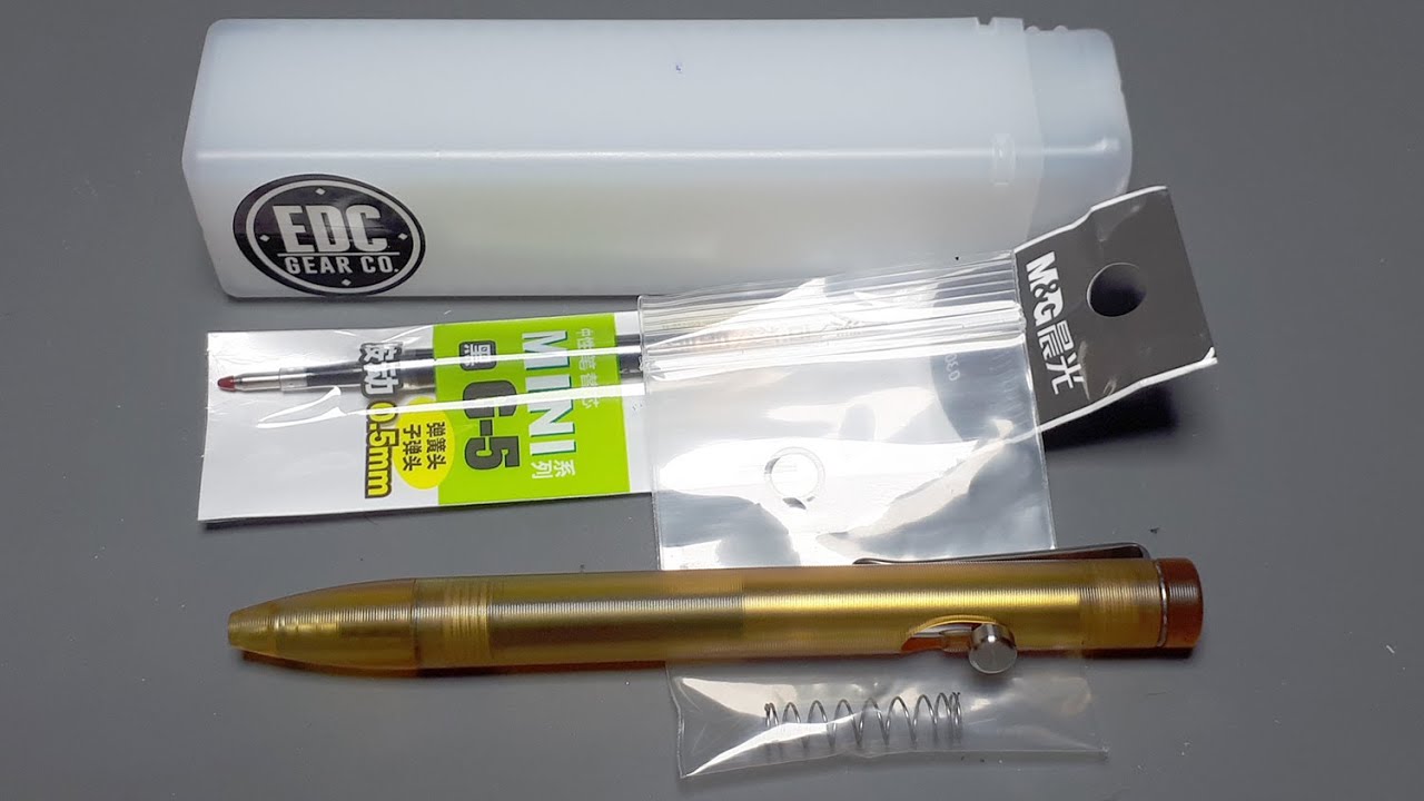 EDC PEI titanium bolt action plastic pen 2080 refill short review ultem CNC ballpoint