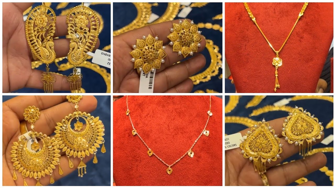 Gold Jewellery Collection | Jhumka Designs, Gold Earrings & Light Weight Necklace with Price