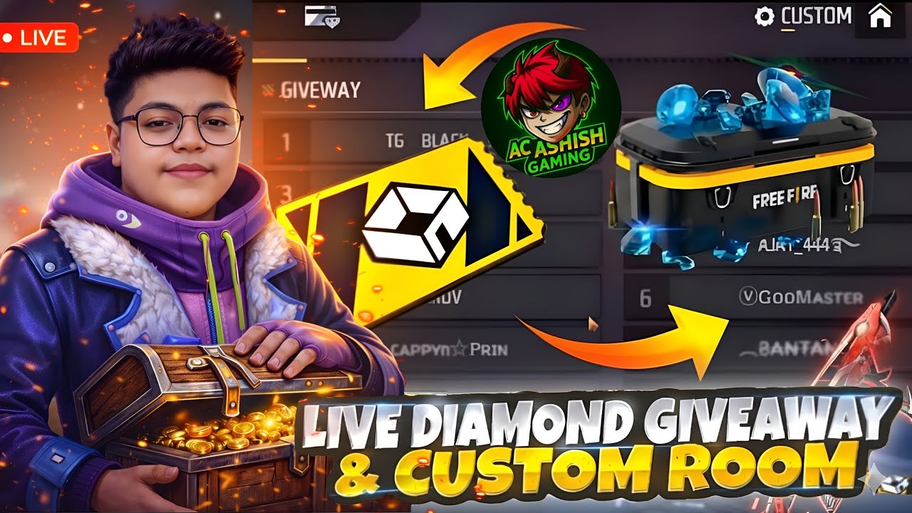 FREE FIRE LIVE CUSTOM ROOM GIVEAWAY | FF LIVE TEAM CODE GIVEAWAY | FF LIVE GIVEAWAY DJ ALOK |FF LIVE