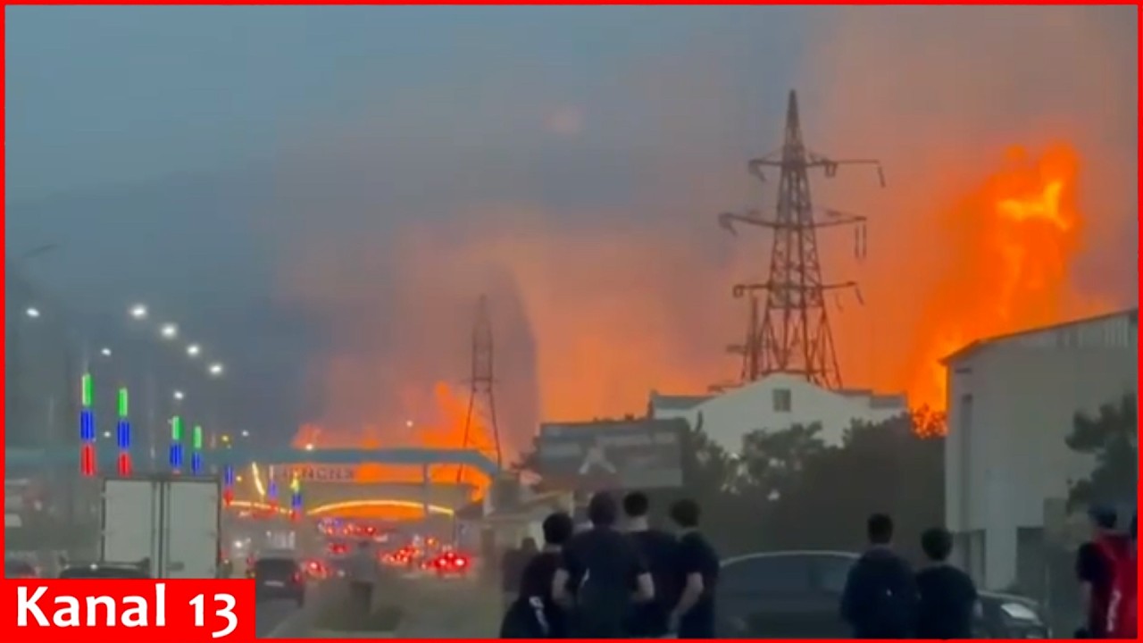 В Дагестане произошел взрыв газопровода рядом с заправкой &mdash; начался сильный пожар