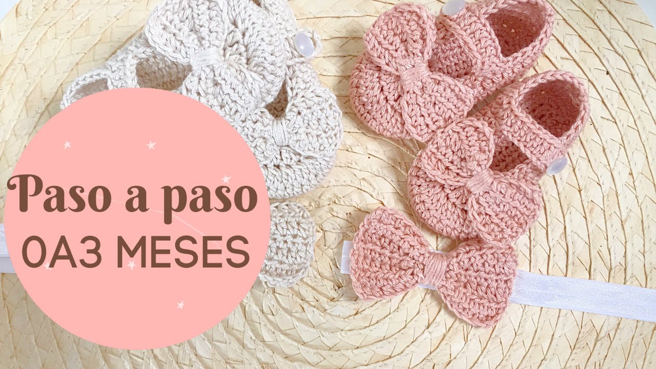 ZAPATO Y VENDA O DIADEMA A CROCHET PASO A PASO 0A3 MESES