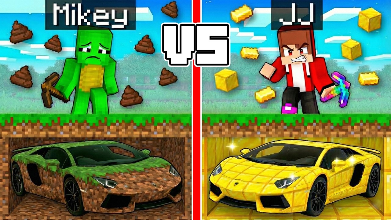 Mikey POOR vs JJ RICH Super Car Mine Battle in Minecraft - Maizen