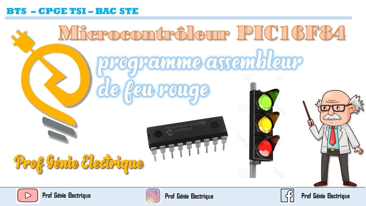 programme assembleur de  feu rouge par PIC16F84A