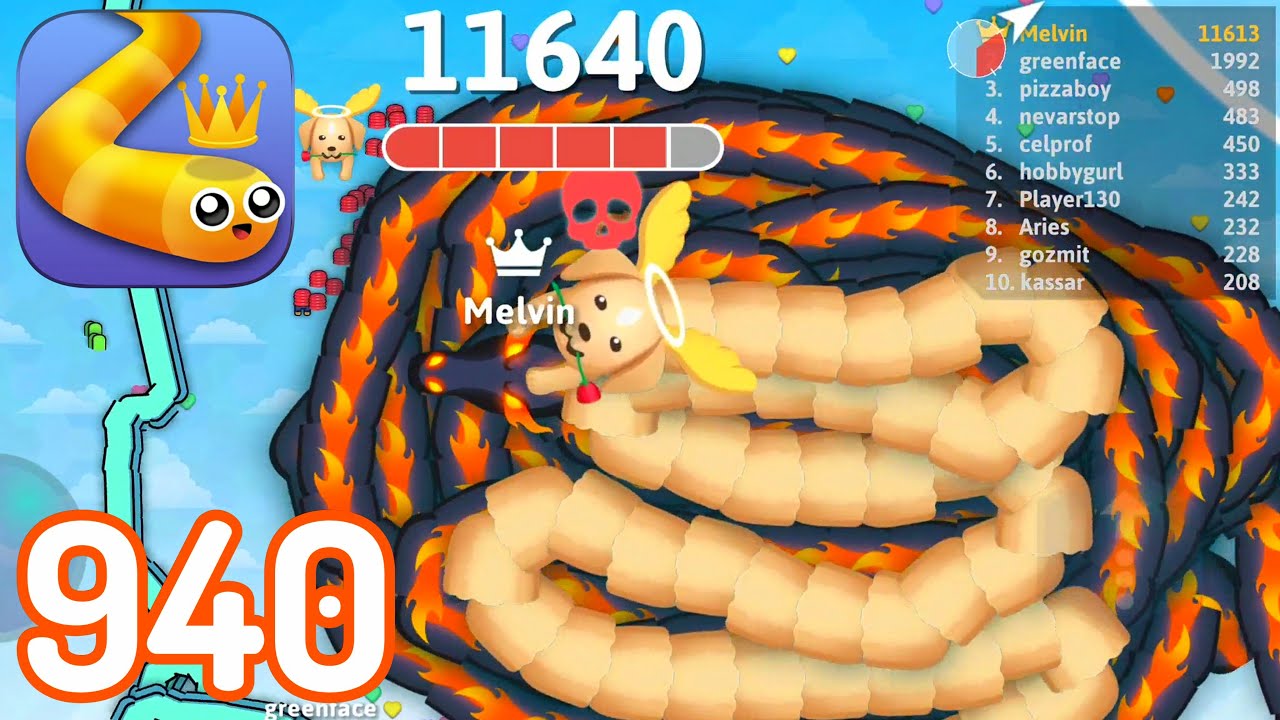 Snake.io-(Gameplay 940)-CENIZA En CUERNOS Y HALOS