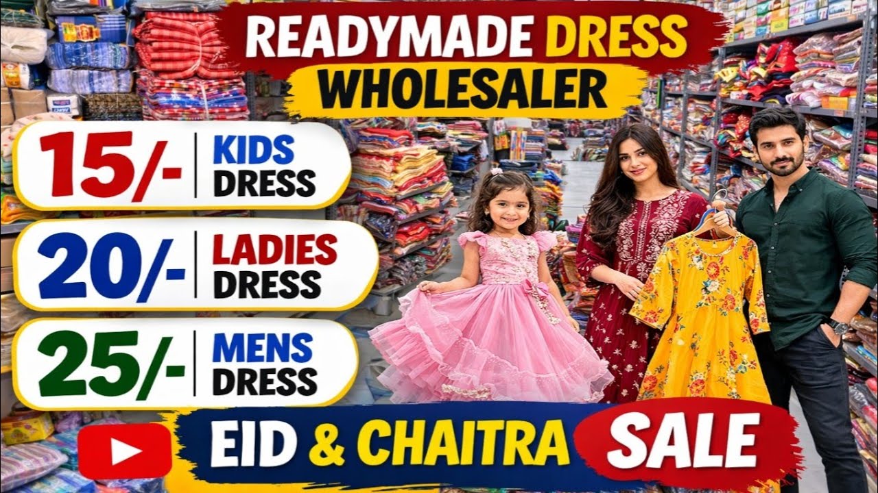 15₹ Kids Dress | 20₹ Ladies Dress | 25₹ Mens Dress 😱 Readymade Dress Wholesaler | Eid & Chaitra Sale