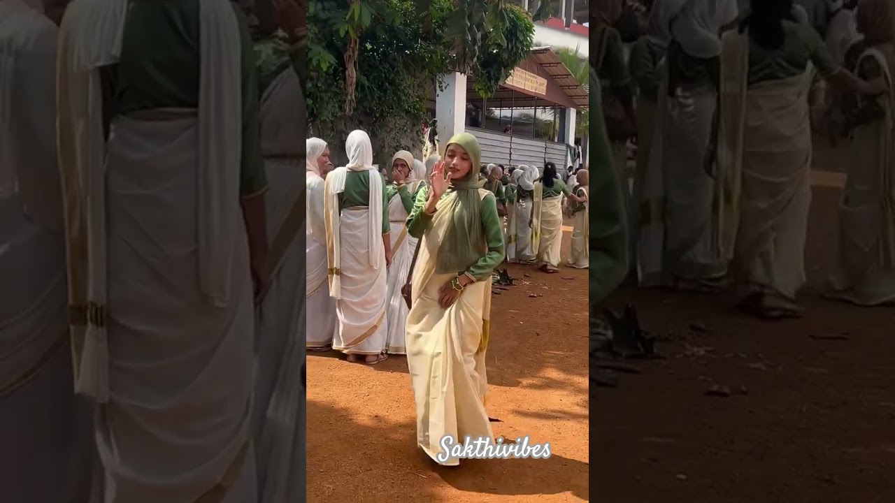 Kerala Traditional Dress with Hijab 🌾 Onam Celebration | Insta id: 52b cores | #students  #campus