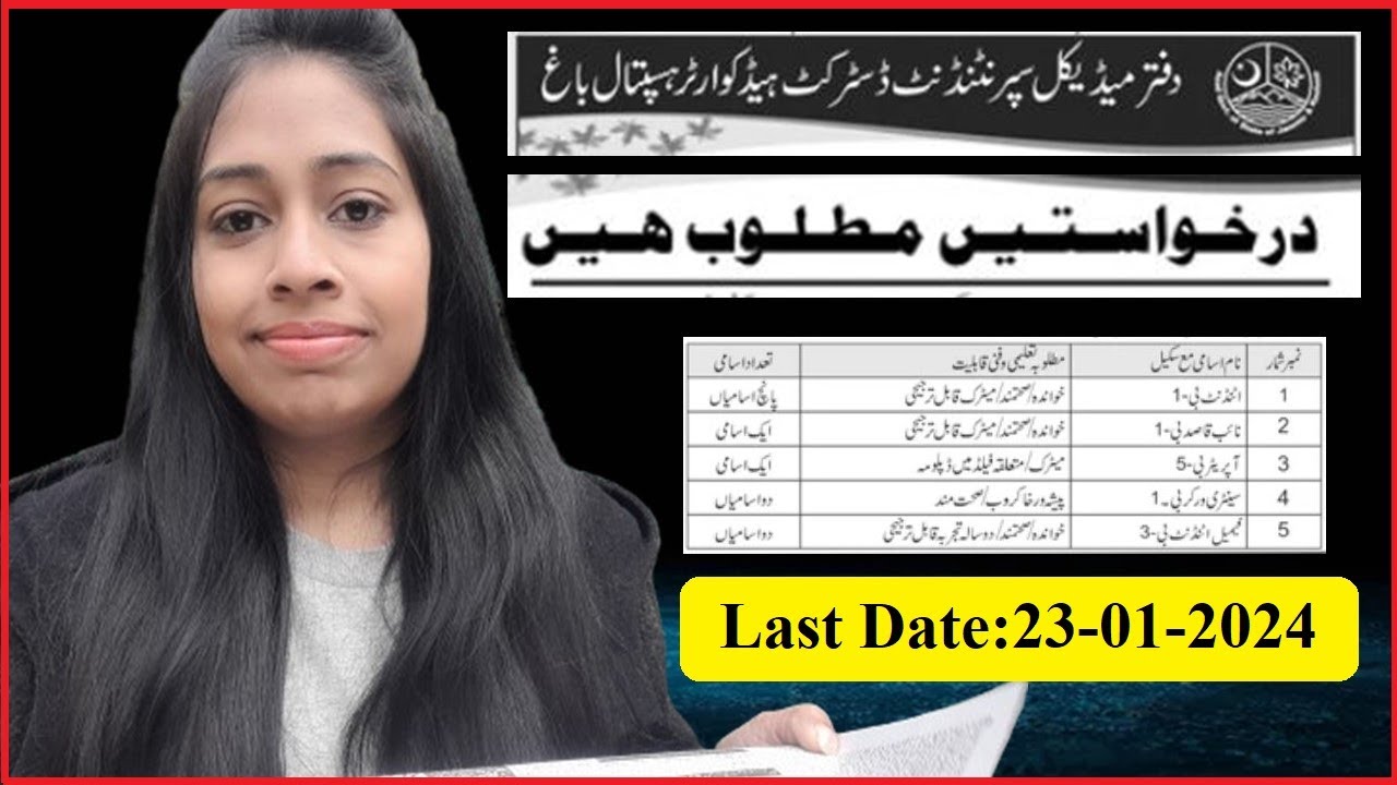 Medical Superintendent DHQ Hospital Bagh Jobs 2024@NaukriDhundo