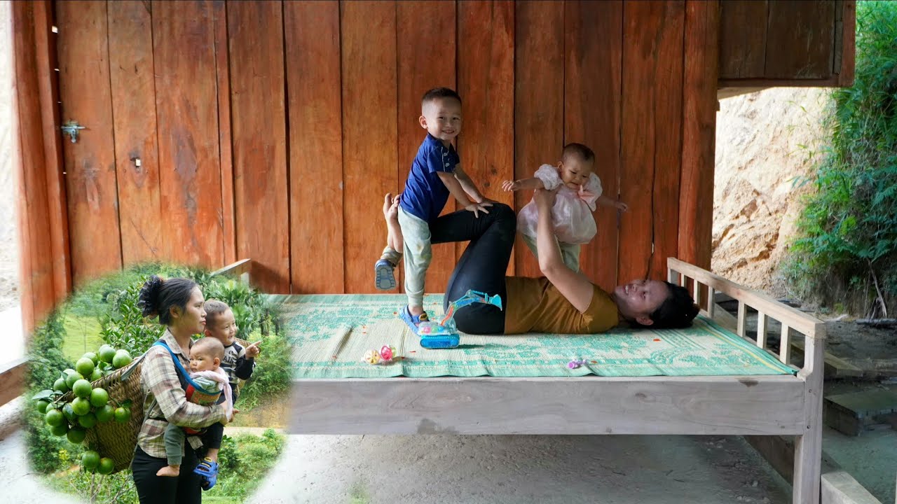 Small family: Harvesting oranges to sell at the market - Fully assembling the wooden bed