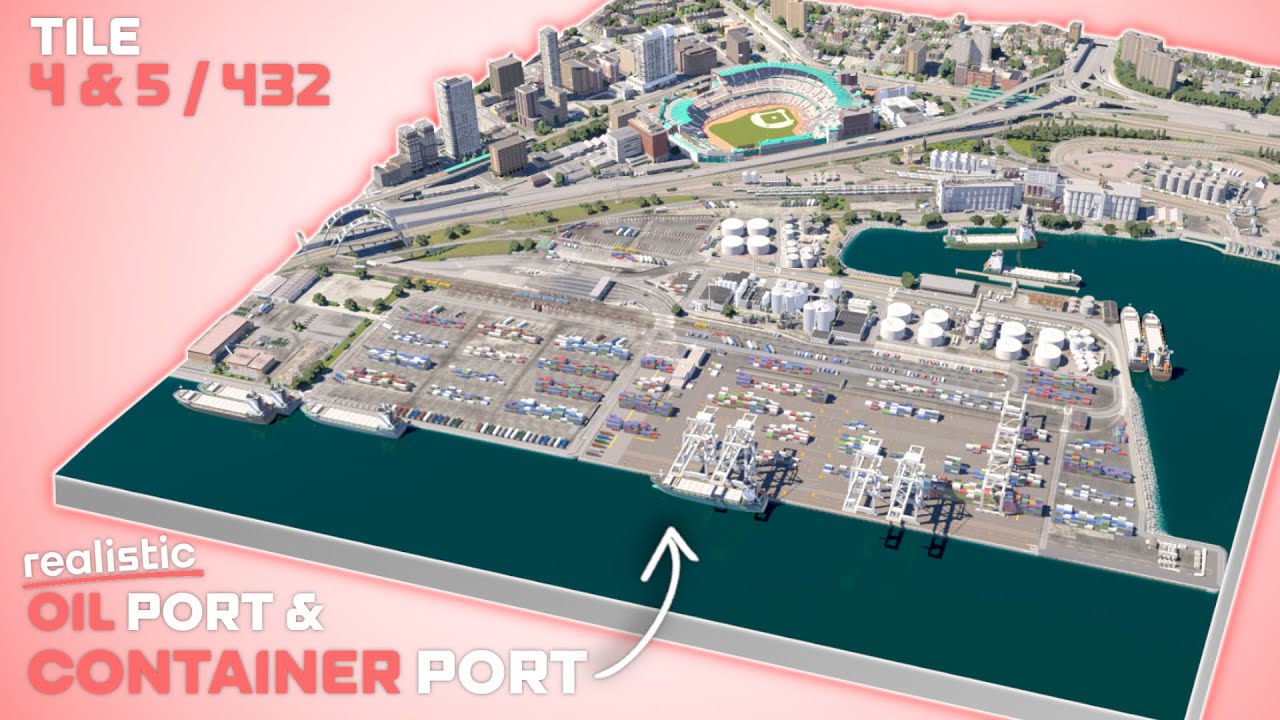 Строительство контейнерного и нефтяного порта в Cities Skylines 2