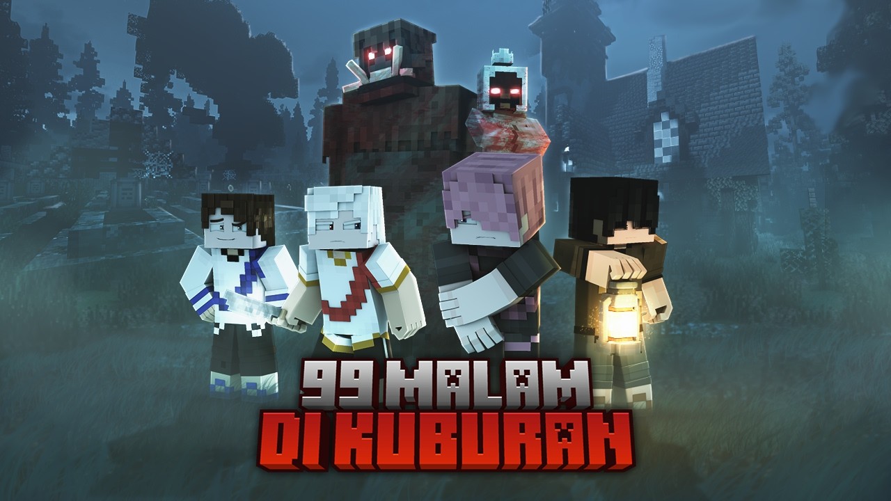 Kuburan Menyeramkan di Minecraft - 99 Malam di Kuburan ft @AdiID @BlackBeeId @Suanglu