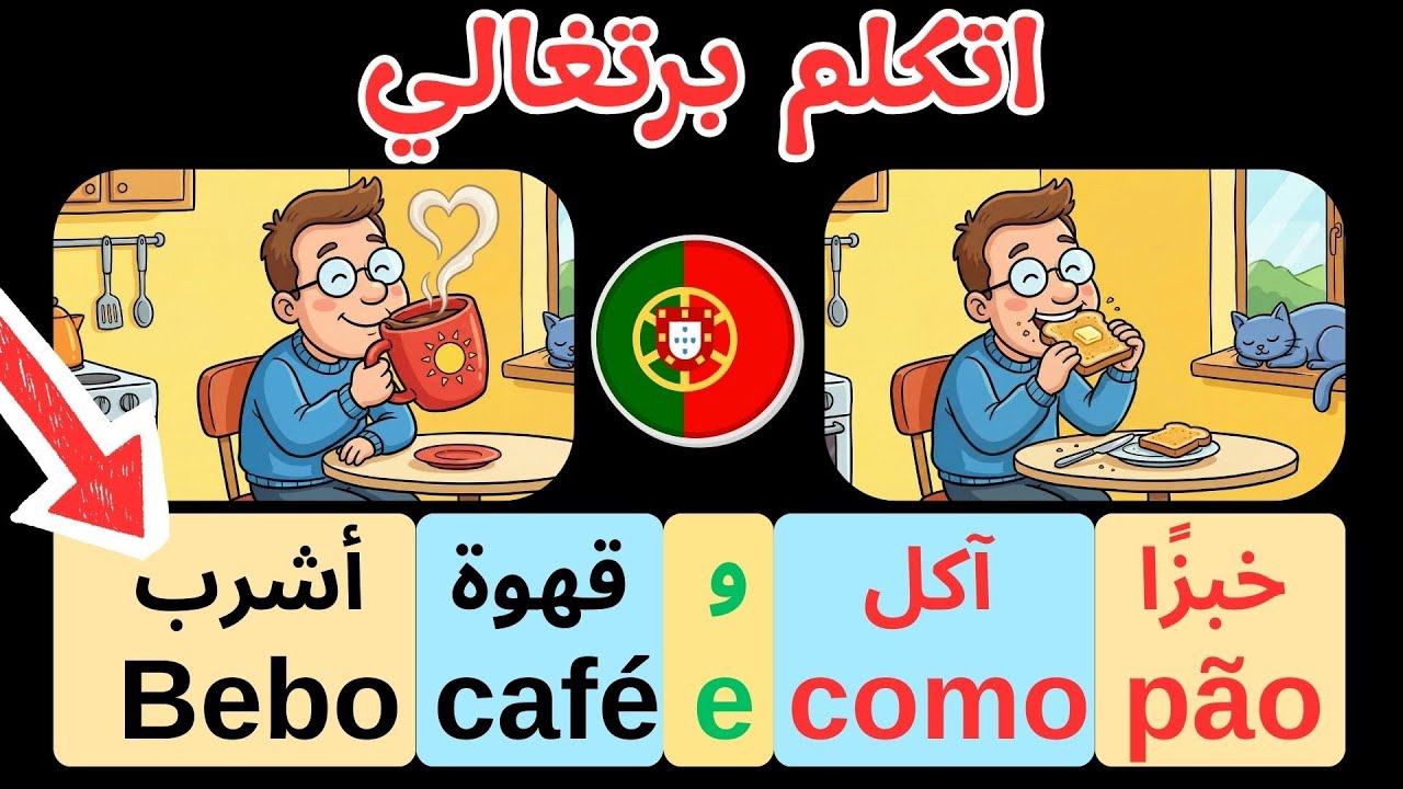 اتكلم وتعلم البرتغالية الاوروبية الروتين اليومي مع شرح القواعد مستوي A1