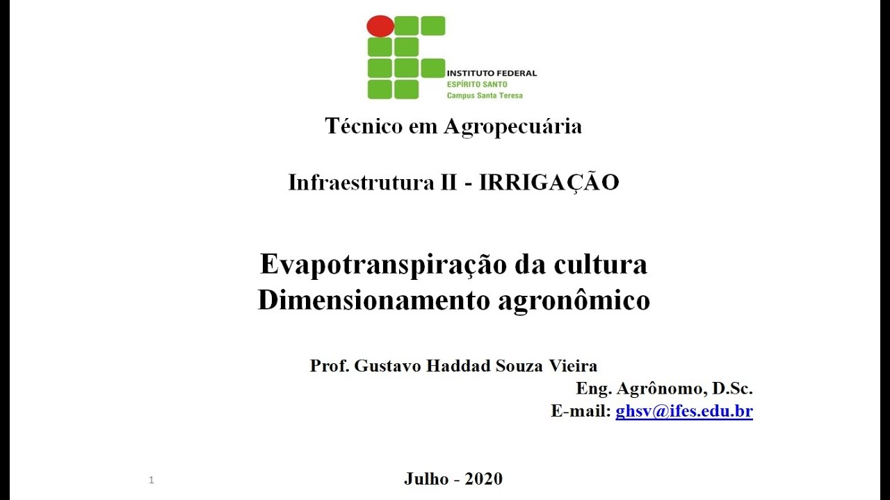 Evapotranspiração: Kc e dimensionamento agronômico
