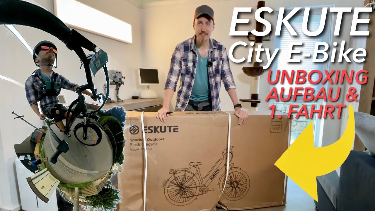 ESKUTE City E-Bike - UNBOXING, Aufbau & 1. Probefahrt - Gut fürs Geld ?