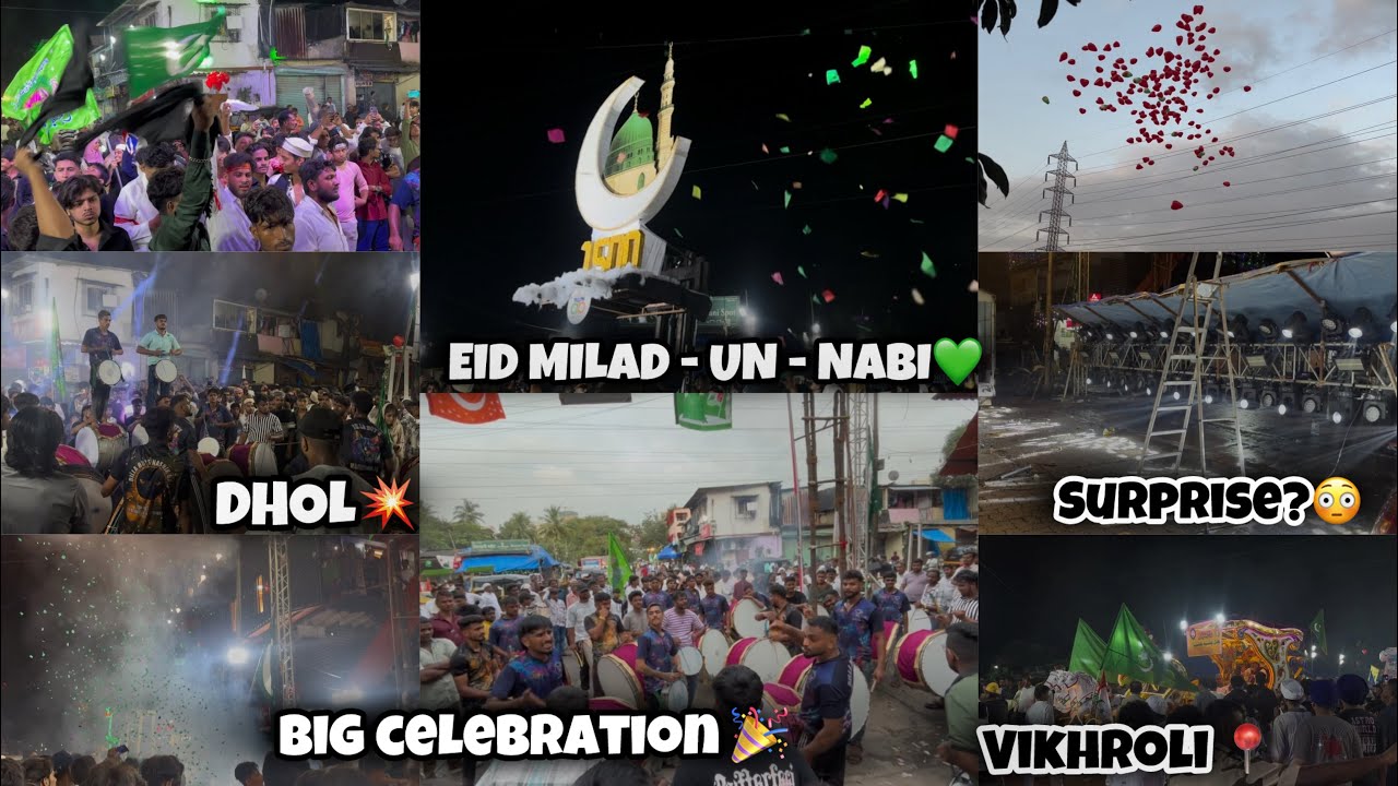 EID MILAD -UN - NABI💚| Biggest Celebration 1500 Years completed 🥹❤️| Vikhroli 📍| Dhol Battle⚡️