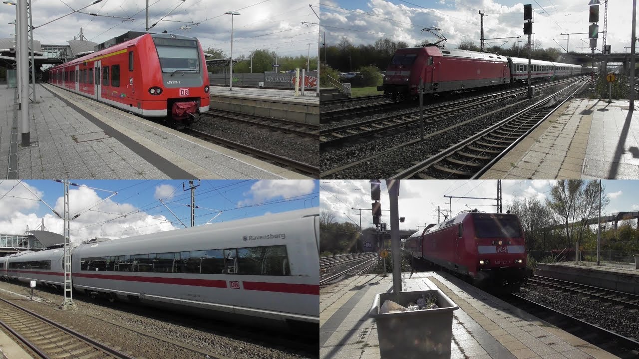 Bahnverkehr im Bahnhof Düsseldorf-Flughafen mit ICE,Intercity,Flixtrain,Regionalexpress und S-Bahn