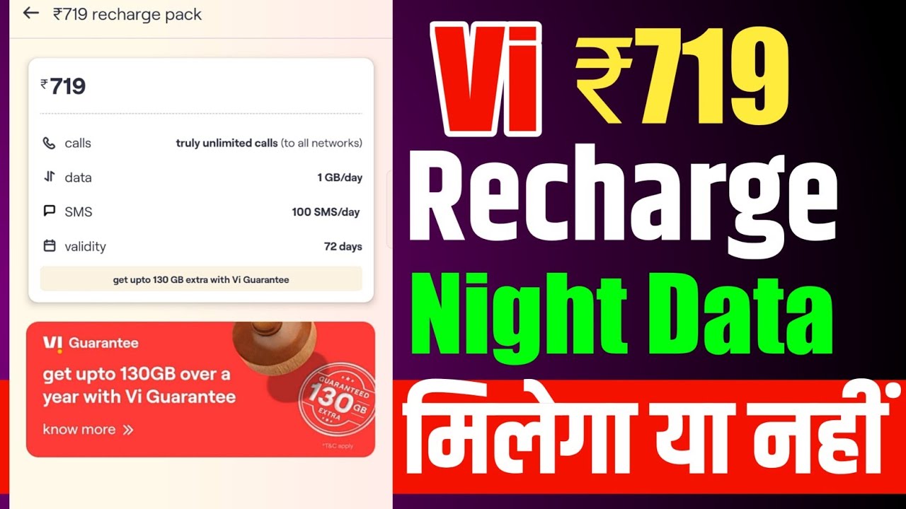 Vi ₹719 Recharge Plan Night Day Free Or Not | Vodafone Idea Recharge ₹719 Plan Unlimited Data Or Not