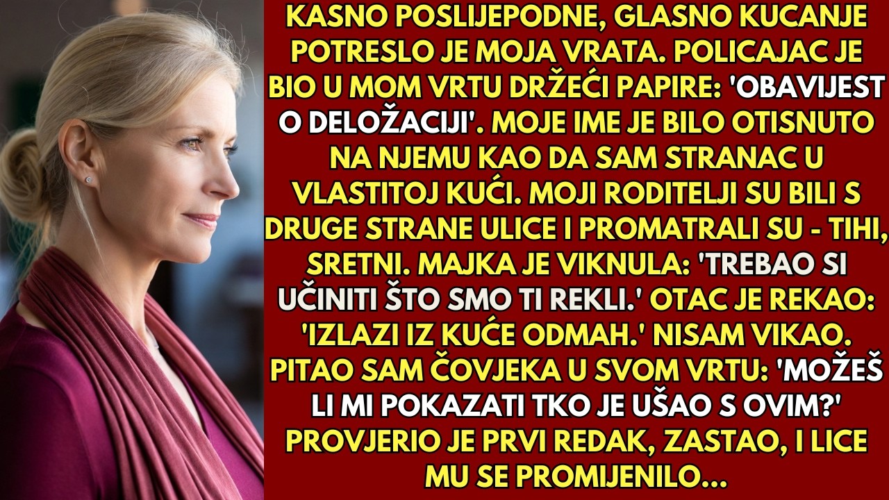 Sudski izvršitelj došao je s nalogom za deložaciju — roditelji su je podnijeli iza mojih leđa i sad…