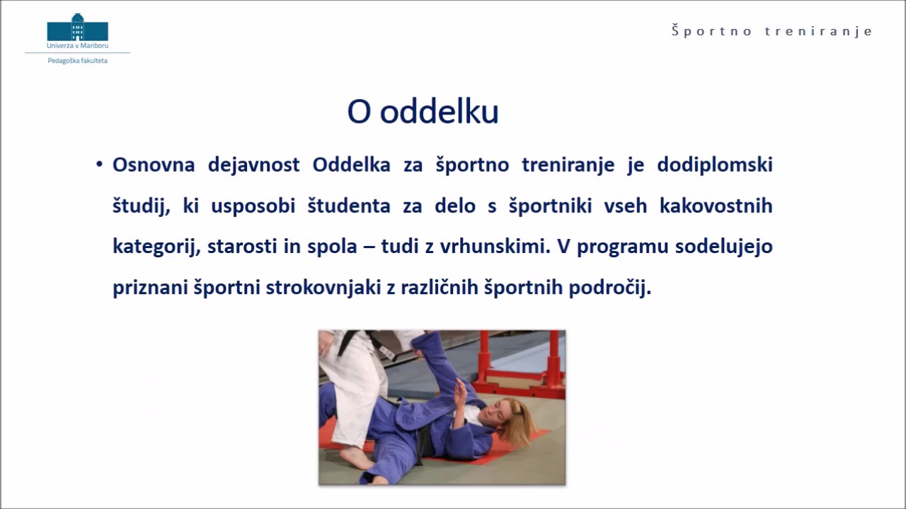 Študij na UM PEF (Športno treniranje, 1. stopnja)