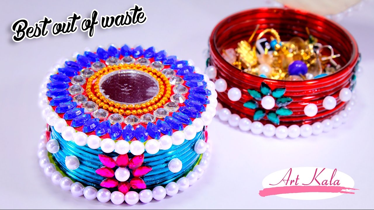 How to make storage boxes from old waste bangles | Best out of waste | DIY | Artkala 173