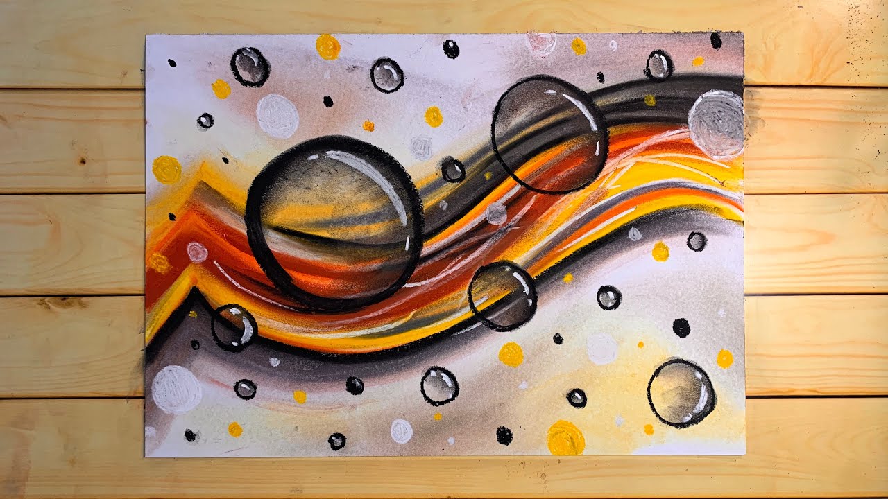 Circles & Stretched Abstract Painting In Soft Pastel | 6 Art Ideas On Time Lapse Demonstration