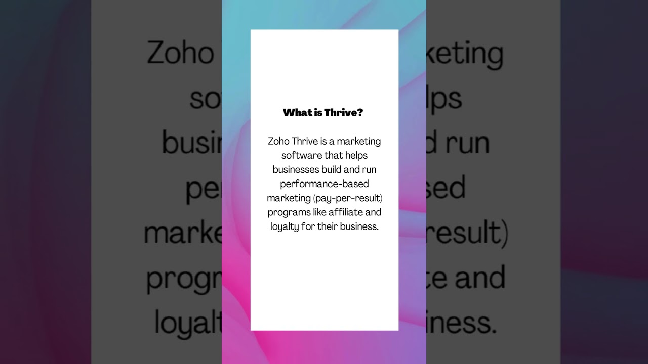 Introduction to Zoho Thrive | ETP | Elite Tech Park