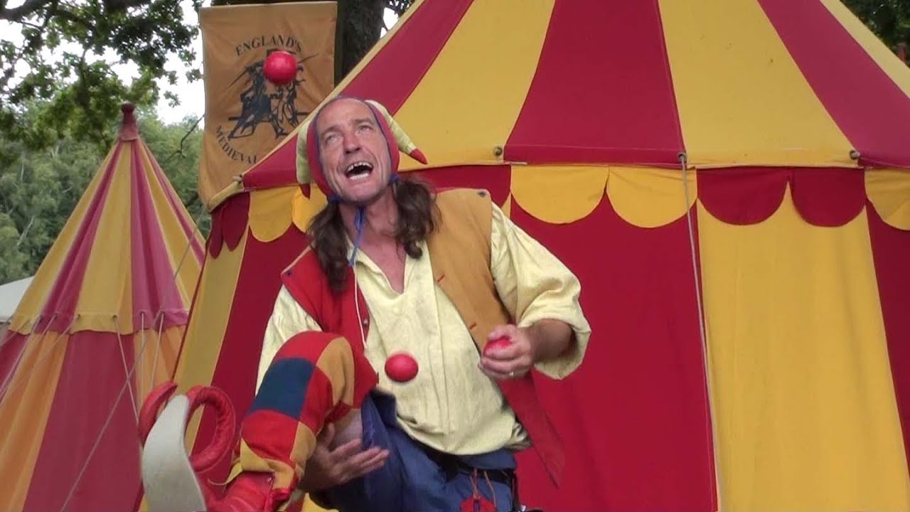 Medieval Jester Devilstick Peat Juggling Knives - Herstmonceux Medieval Festival - Sussex UK