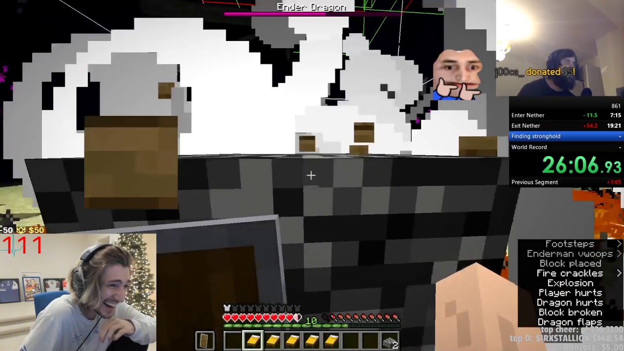 xQc reacts to Forsen Choking his Sub 30 Minecraft speedrun
