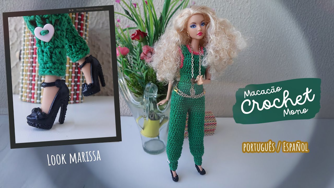 Macacão de crochê para bonecas 🌻 Marissa