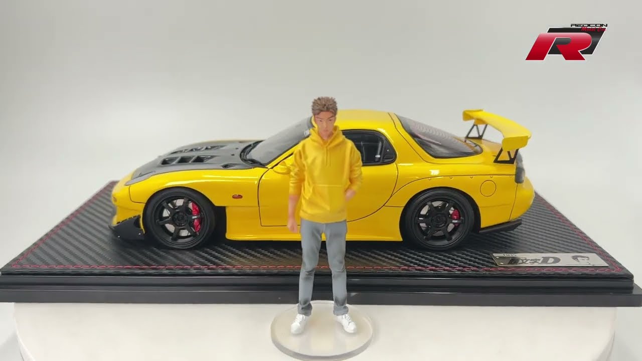 ตัวพิเศษ INITIAL D Mazda RX-7 (FD3S) Yellow With Keisuke Takahashi Ignition Model (IG2873)