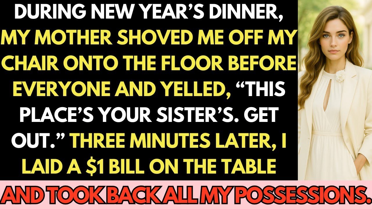 At New Year’s Dinner, My Mother Pushed Me Off My Chair And I Fell—Then I Laid $1 And Took Back All..