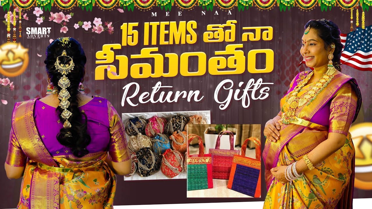 Unique సీమంతం returngifts with 15 items| సీమంతం returngift ideas| mee naa | Telugu vlogs from USA